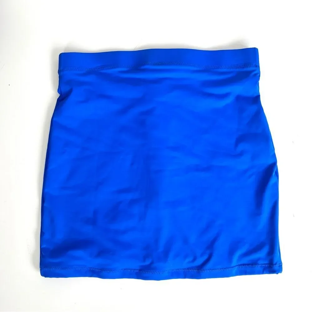 NWT Skims Zip Up Swim Mini Skirt Cobalt Blue Bikini Bottom